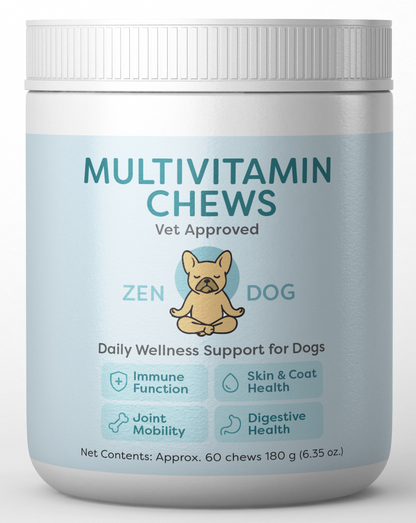 Jar of Zen Dog Multivitamin Chews on a white background