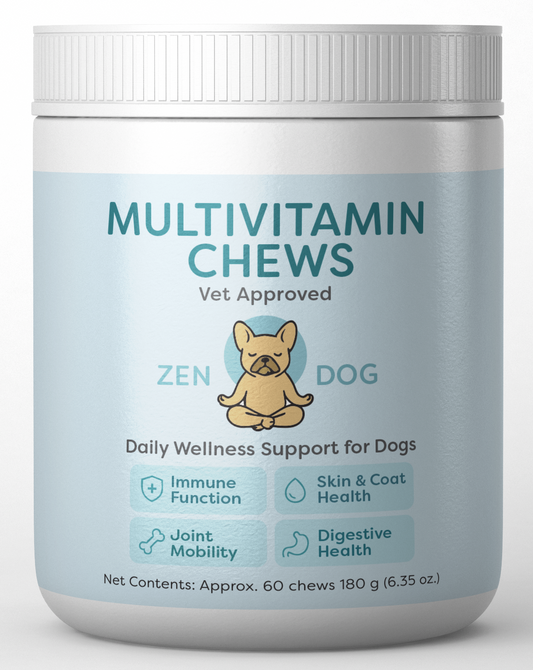 Jar of Zen Dog Multivitamin Chews on a white background